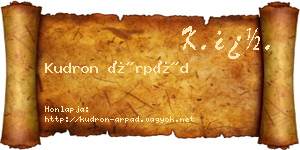Kudron Árpád névjegykártya