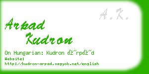 arpad kudron business card